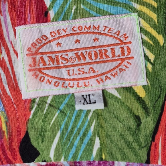 VTG Jams‎ World Hawaiian Aloha Shirt Made in USA Bold Floral Tropical Men's XL - Picture 6 of 7
